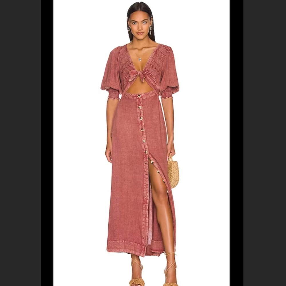 Free People String of Hearts Black Cutout Maxi Dress SMALL